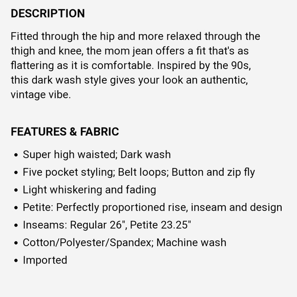 Mom Jeans Super High Rise Dark Wash - Picture 3 of 5